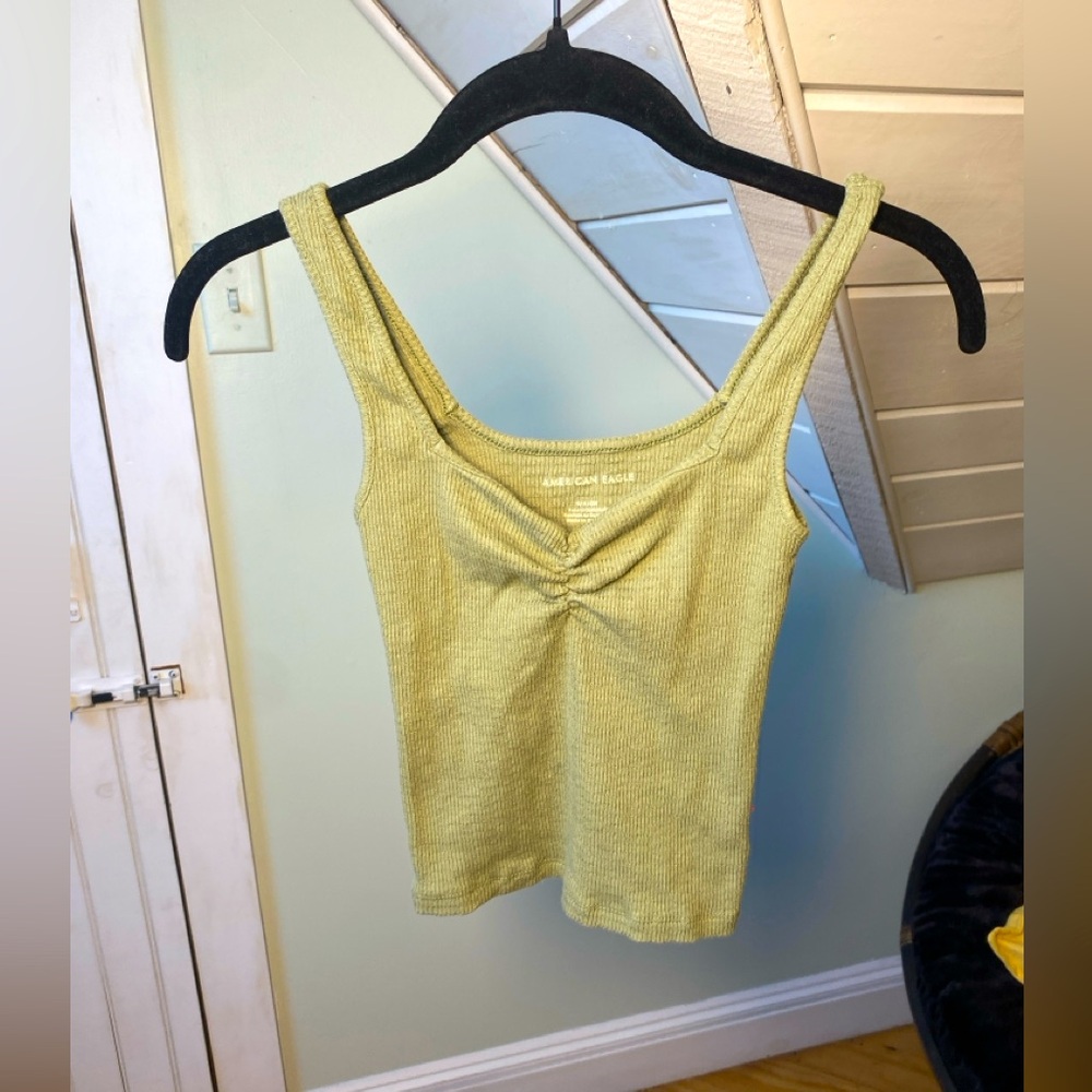 AMERICAN EAGLE OUTFITTERS Waffle Knit Stretch Tiny Tank Semi Crop Size Small